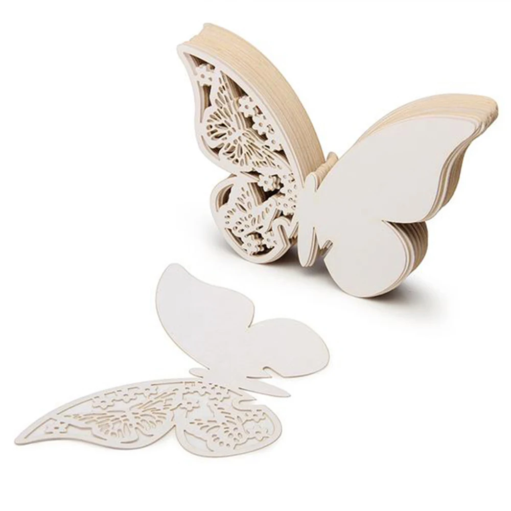 Свадебные украшения s 3D вырезанные лазером бабочки Свадебная карточка с именем и местом Темно-Синие Свадебные украшения карты