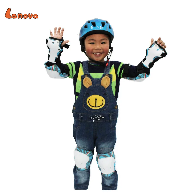 

LANOVA 7 pcs/set Children Safety Protector Gear Skating Bicycle Skateboard Helmet knee elbow pads wristguard Roller Protector