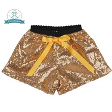 Flofallzique/одежда для малышей; коллекция года; сезон осень-зима; эластичная резинка на талии; модные шорты с блестками и бантом из ленты для маленьких девочек; Детские От 1 до 8 лет