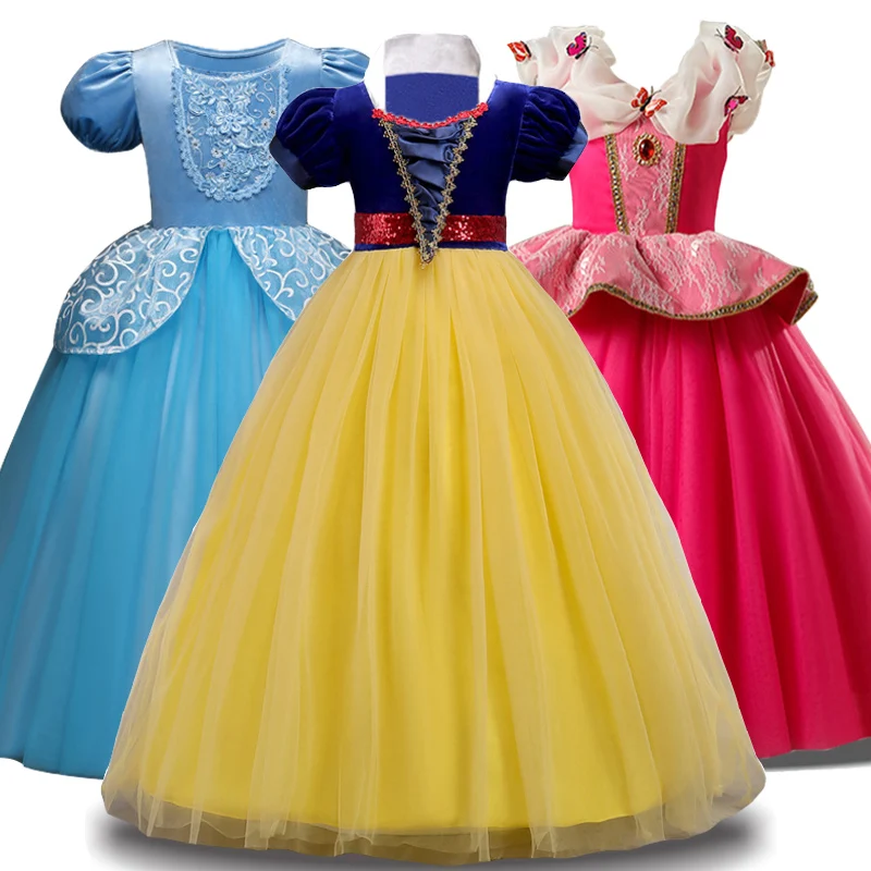 Зимние платья Золушки Белоснежки для девочек, праздничное платье принцессы Рождественский костюм платье для девочек детская одежда