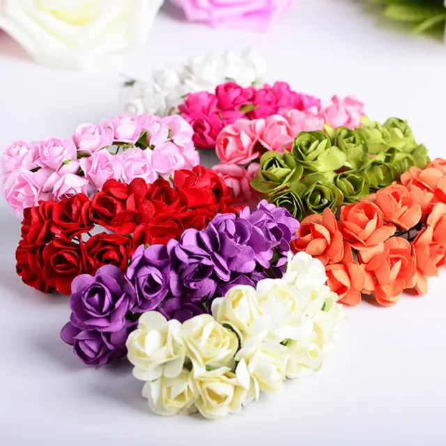 72pcs 3cm artificial rose flowers bouquet decorative paper flower diy paper flower wreath