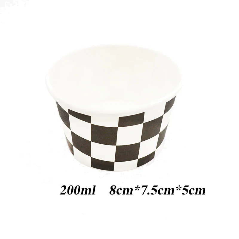 

20pcs/pack Lattice theme disposable ice cream cups Lattice printed paper cups black and white theme lattice disposable cups