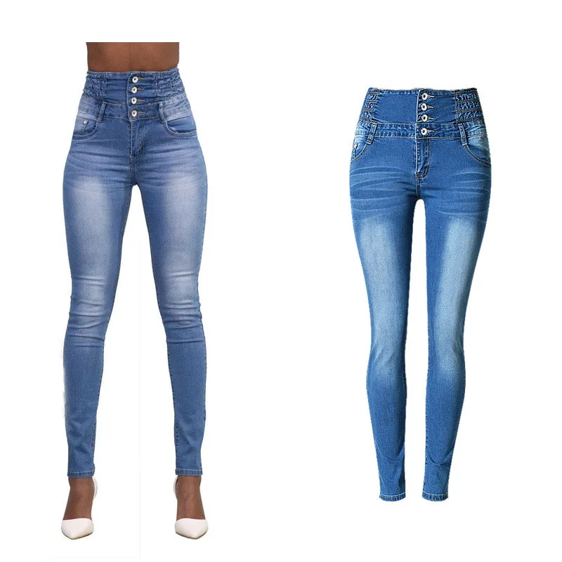 Women High Waist Jeans Full Length Sweetheart Stretchable Summer Skinny