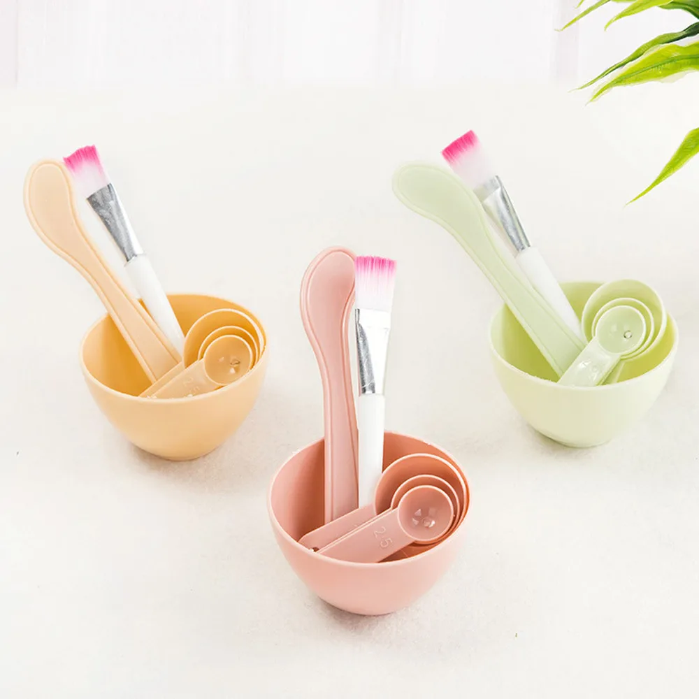 2018 4 in 1 DIY Facial Mask Mixing Bowl Brush Spoon Stick Tool Face Care Set Step.21in Eye