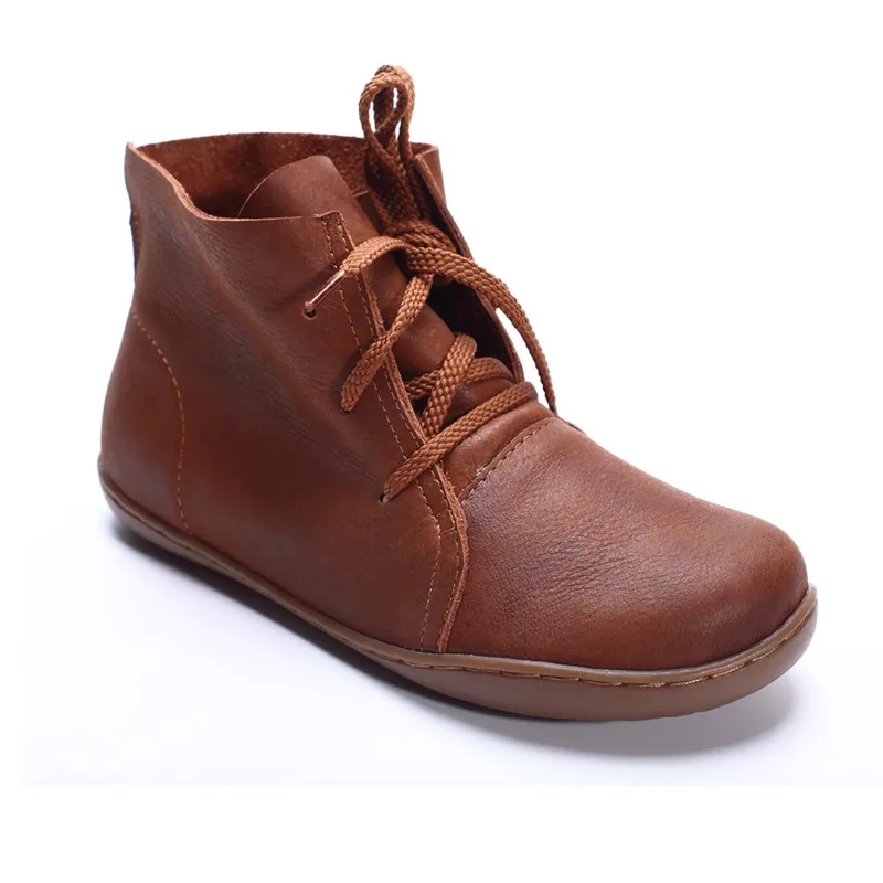 HOVINGE(35-42) женские ботильоны женские ботинки ручной работы из натуральной кожи весенне-Осенняя обувь на шнуровке с квадратным носком женская обувь(5