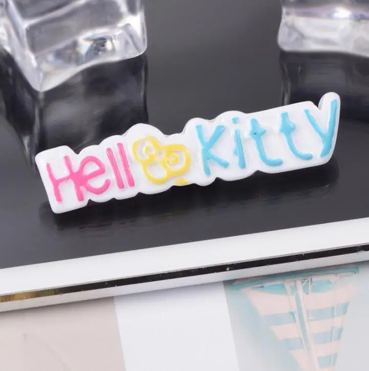 Горячая смолы Hello kitty и l love you логотип каучуковый кабошон с плоским основанием для волос Лук центр, DIY - Цвет: 02