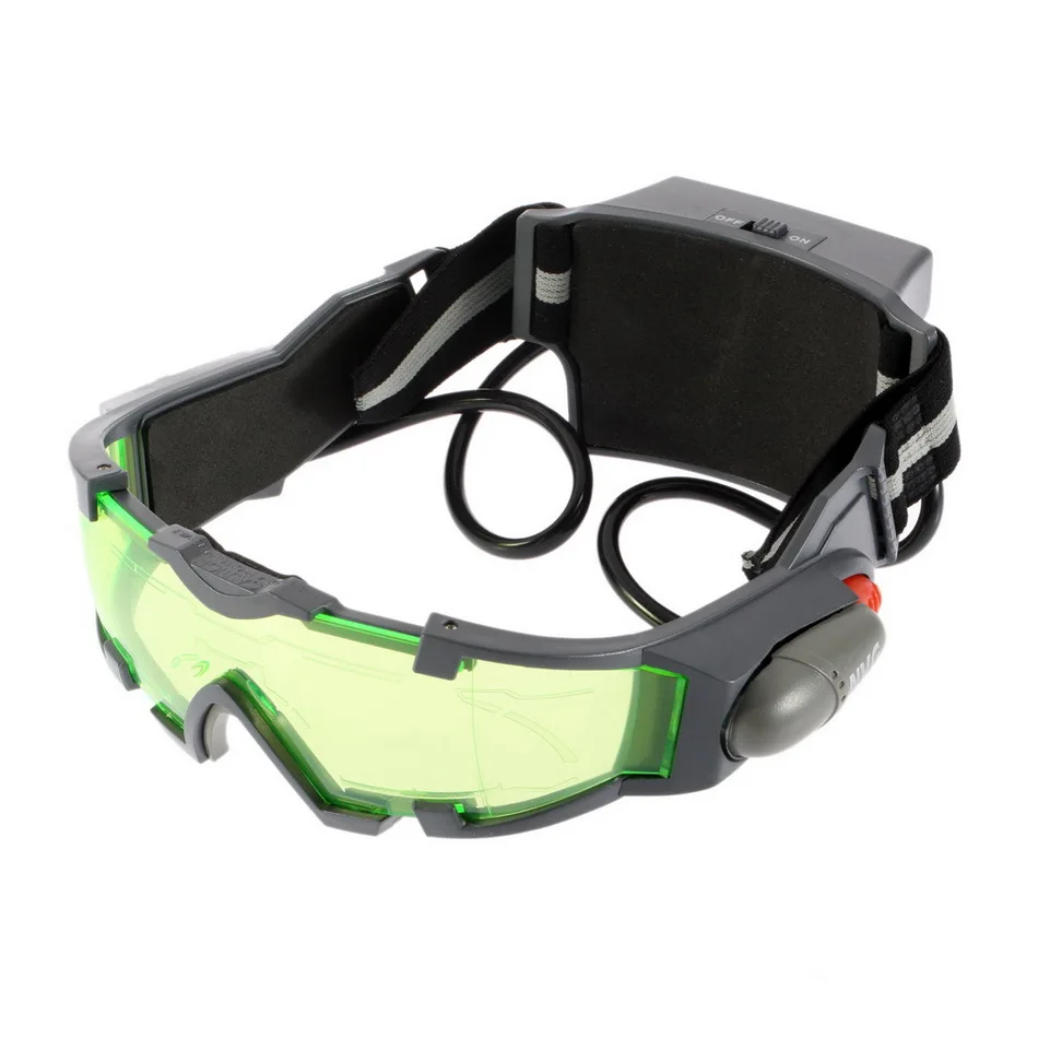 25 футов очки Регулируемые eyeshield зеленые линзы эластичная лента ночного видения светодио дный фонари темные очки оптовая продажа