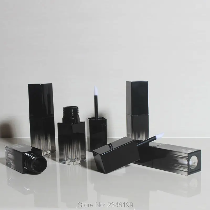

4.5ML 50pcs/lot Square Shape Empty Lip Gloss Tube DIY Black Gradient Lipstick Container, New Arrival Gradient Lip Gloss Tube