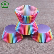 100 шт радужные цветные Формы для кексов, формы для выпечки, цветные бумажные коробки для кексов и кексов, коробки для кексов, лотки для яиц, инструменты для украшения кондитерских изделий