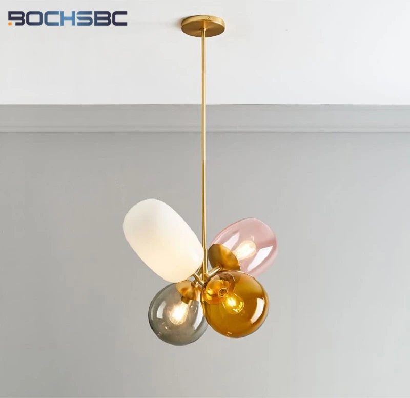 BOCHSBC 2019 NEW Color Balloon Stained Glass Ball Pendant Lamp For Children Bedroom Nordic Modern Light Hanging Fixture Hanglamp 1