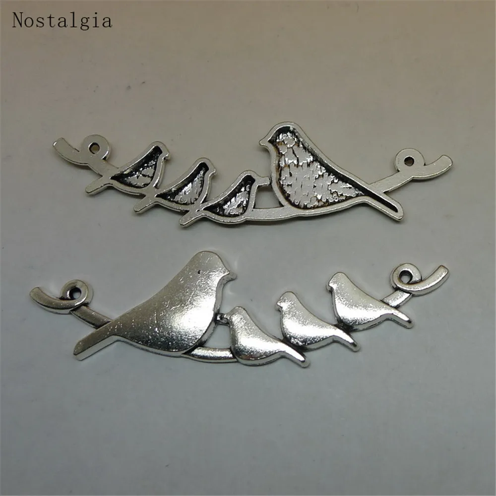 

Nostalgia 3Pcs Bird Big Charms Animal Birds Mother And Children Jewelry Large Pendant Lot 67*22MM