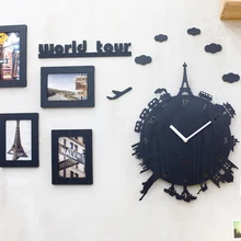 Creative World Tour Wall Clock Living Room Modern European Fashion List Mute Children’s Bedroom Individuality Quartz Clock
