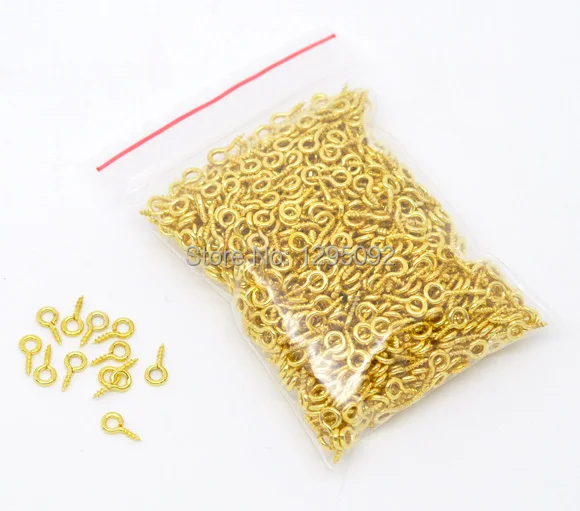1000Pcs Gold Plated Screw Eye Bail Drilled Beads Pendants Fashion