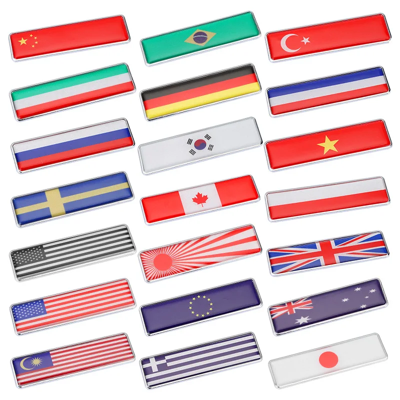 

Square Metal Flag Emblem Brazil Germany Canada Italy France England Japan Canada Portugal Turkey Ukraine Indonesia Car Sticker