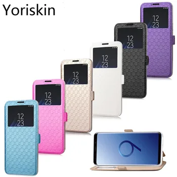 

Window Wallet Case For Galaxy S9 Flip PU Leather Protective Bag Cover Slim Book Stand Case For Samsung Galaxy S9 Plus View Case