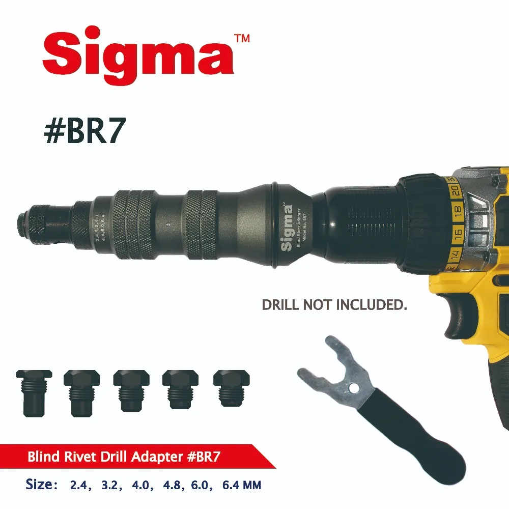 Sigma #BR7 HEAVY DUTY Blind Pop Rivet Drill Adapter Cordless or Electric power drill adaptor alternative air riveter rivet gun
