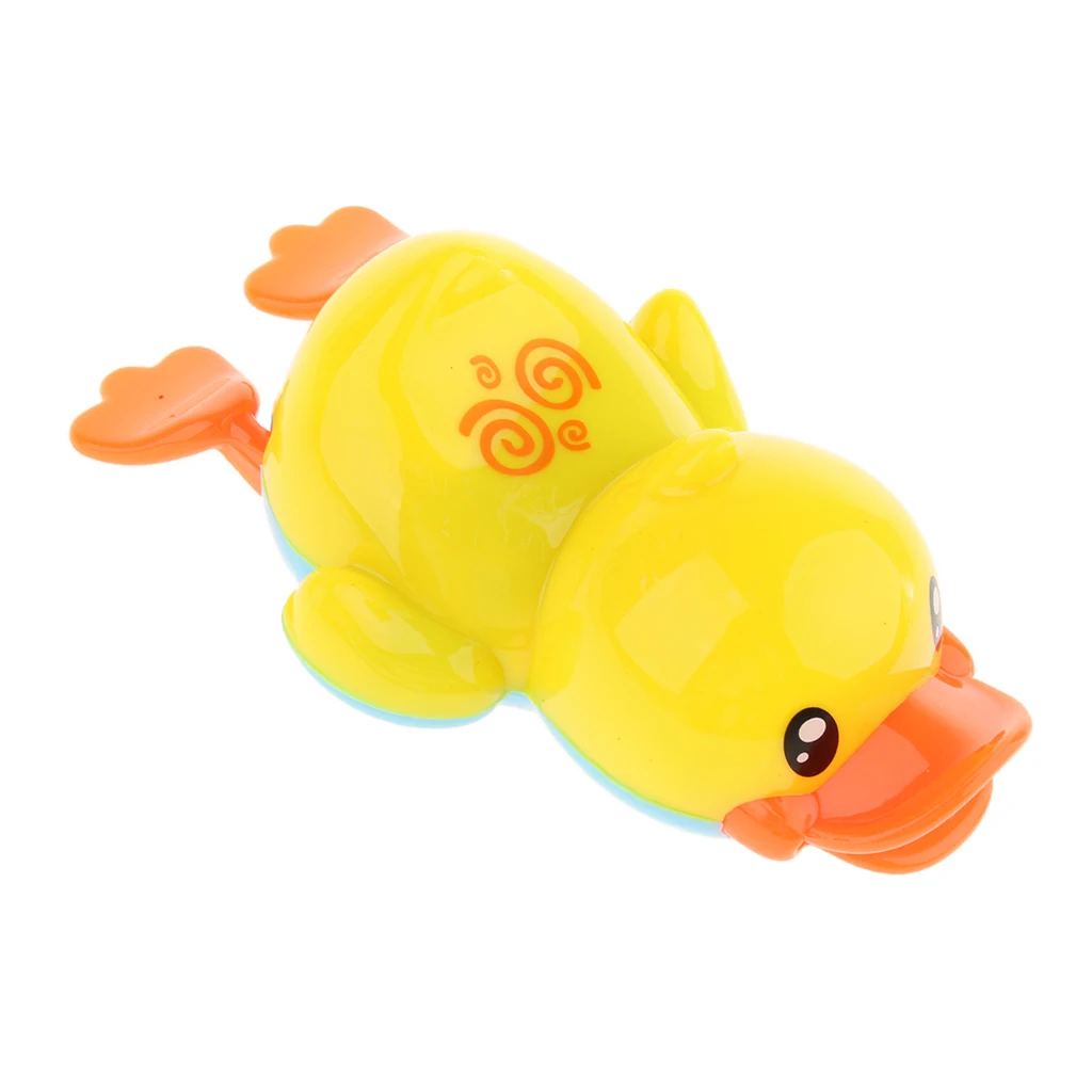 1 Pair Cute Plastic Wind Up Swimming Yellow Duck Kids Baby Bathing Time Water Toy Early Learning