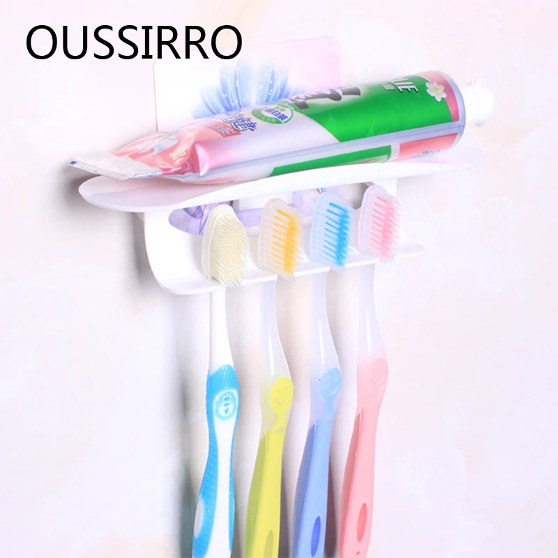 Floral Sticky Tooth Brush Holder Wall Mount Sticker Tool