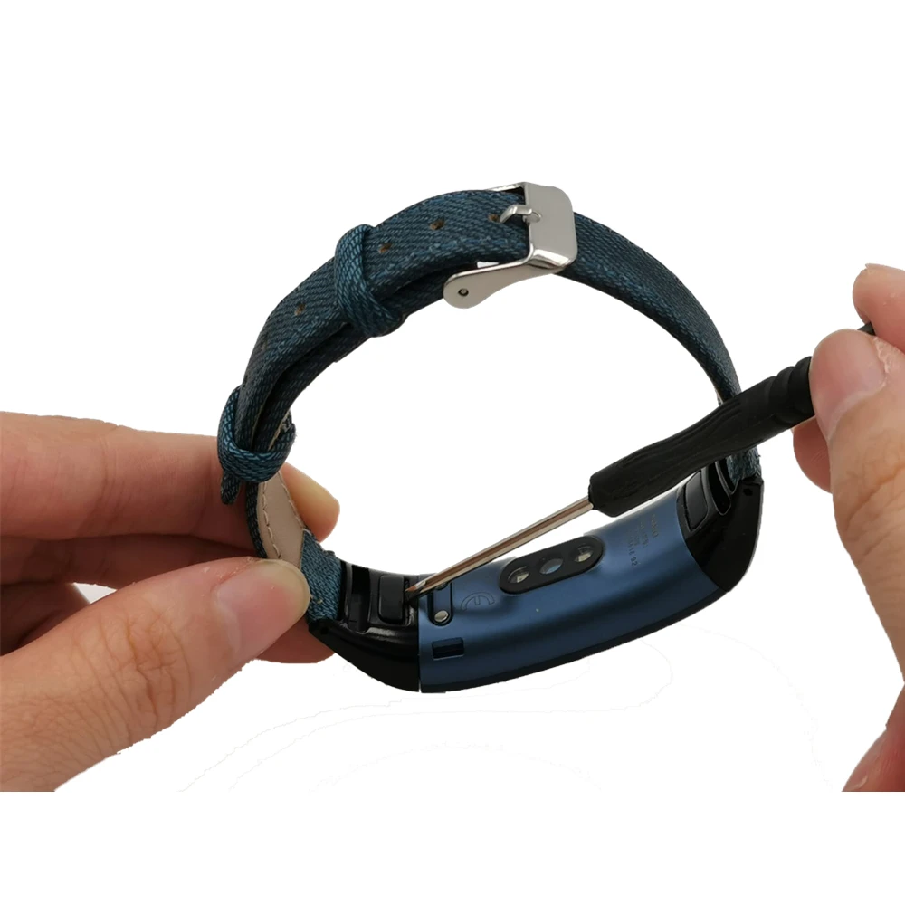 Ремешок джинсовый для смарт часов Huawei Band 3 Pro винтажный Повседневный сменный