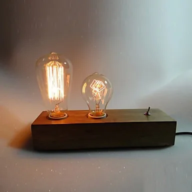 Настольные лампы Эдисон VintageTable Light с 2 лампами в Америке Лофт Syle Деревянный светильник Настольный Abajour Lamparas Luminaria De Mesa