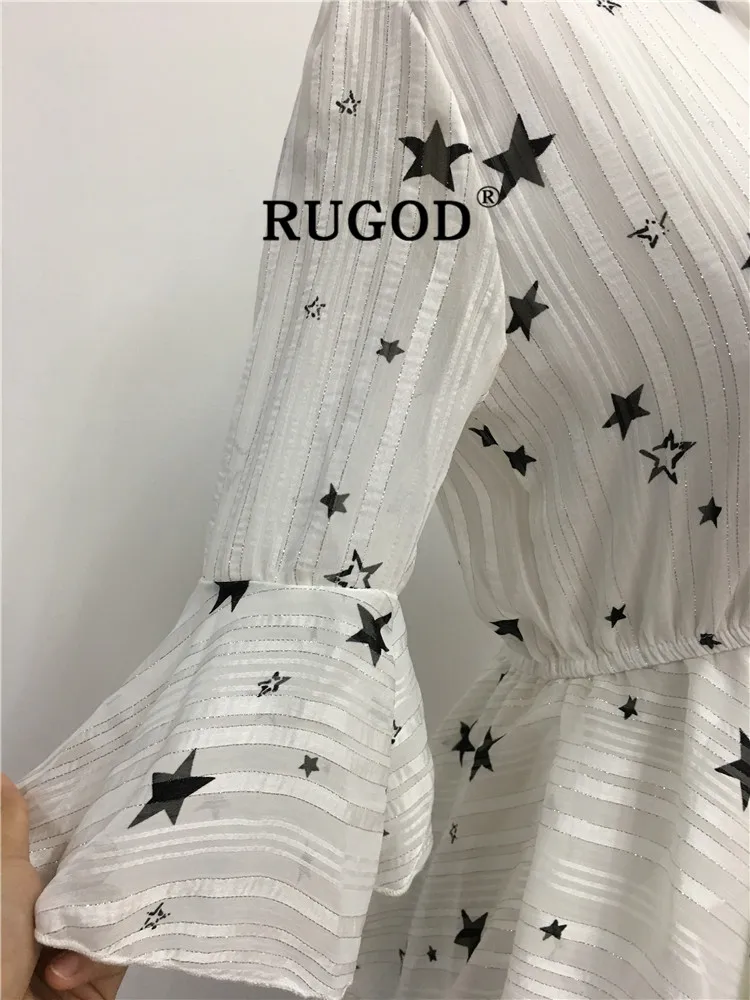 RUGOD, новинка, модное женское платье, слой, высокая талия, принт со звездой, стиль феи, повседневное летнее платье, harajuku modis vestido verano