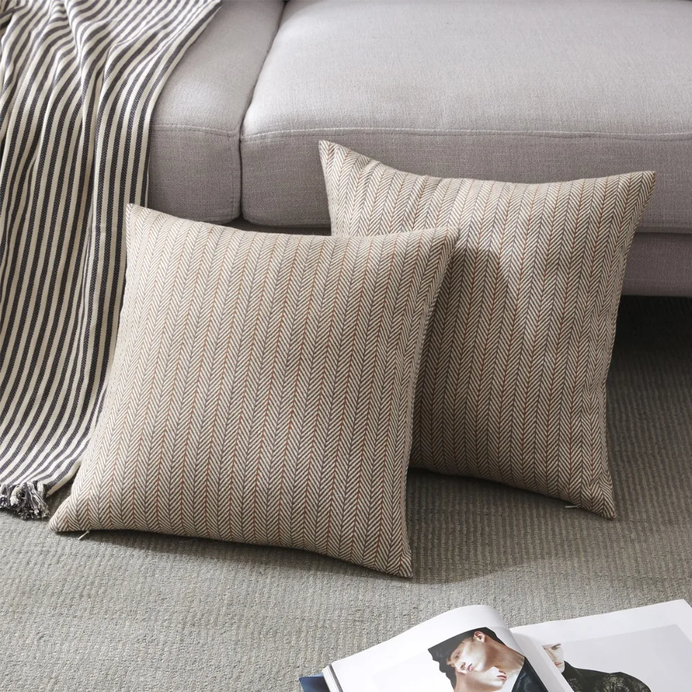 

2 Packs Grey Red Ivory Cushions for Couch Bed Cotton Home Decorative Throw Pillows For Bedroom Sofa Luxury Fabric