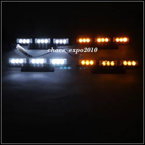 CYAN SOIL BAY 4x9 LED Amber White Car Police Emergency Flash Strobe Light 3 Flashing Modes