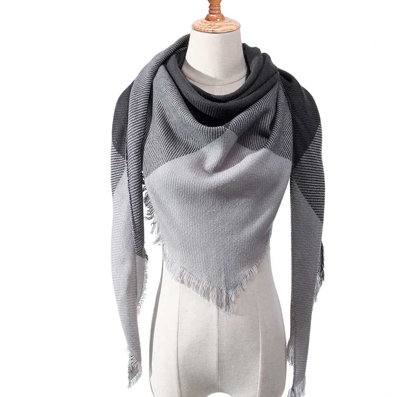 Женский дизайнерский шарф, вязанный весенний зимний клетчатый теплый кашемировый шарф, шали, роскошный бренд, бандана, Пашмина, женская накидка - Цвет: c16