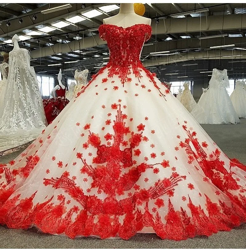 Robe De Mariage/роскошное Красное Кружевное белое свадебное платье принцессы из шампанского г. Африканские черные пушистые Бальные платья с открытыми плечами для девочек