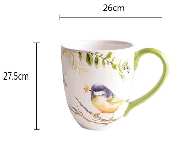 Большая емкость 800 мл керамические кружки серии с цветами и птицами, чашка для молока, чая, летние стаканчики для напитков - Цвет: CUP