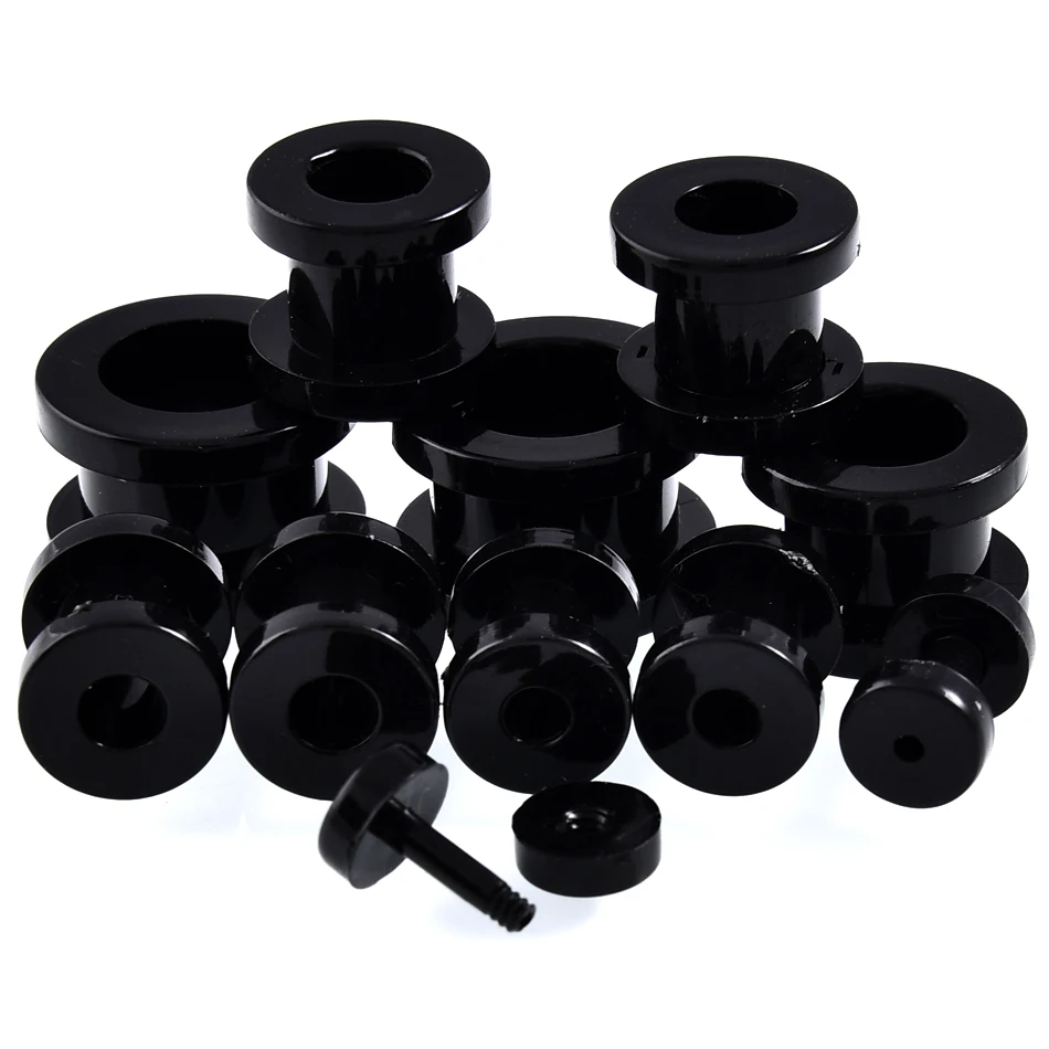 2pcs Acrylic Ear Plugs and Tunnels for Ear Dilations Screw Fit Black Expanders Stretcher Piercing Gauges Punk Body Jewelry piercing jewelry,ear piercing jewelry,body piercing jewelry,body jewelry