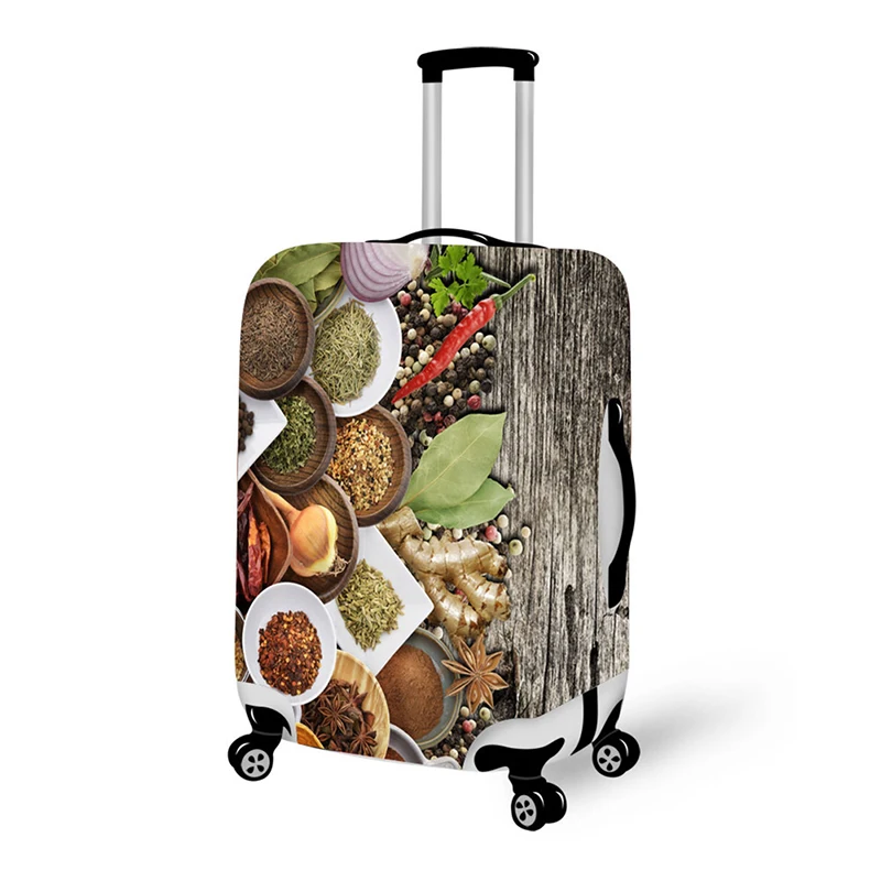 3D Foods print travel luggage suitcase protective cover stretch