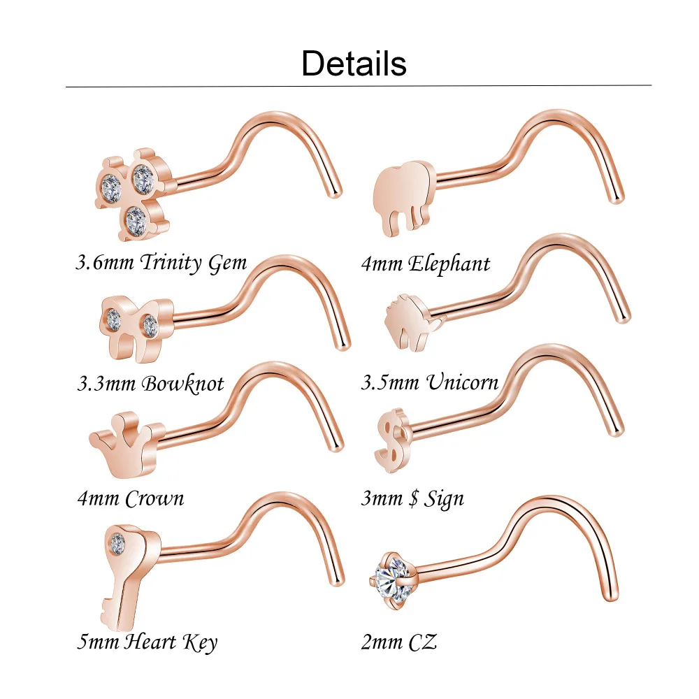 GAGABODY 20 г нос винт ключ животное Единорог нос шпильки Милая Корона ноздри обруч Нос кольцо пирсинг ювелирные изделия серебро