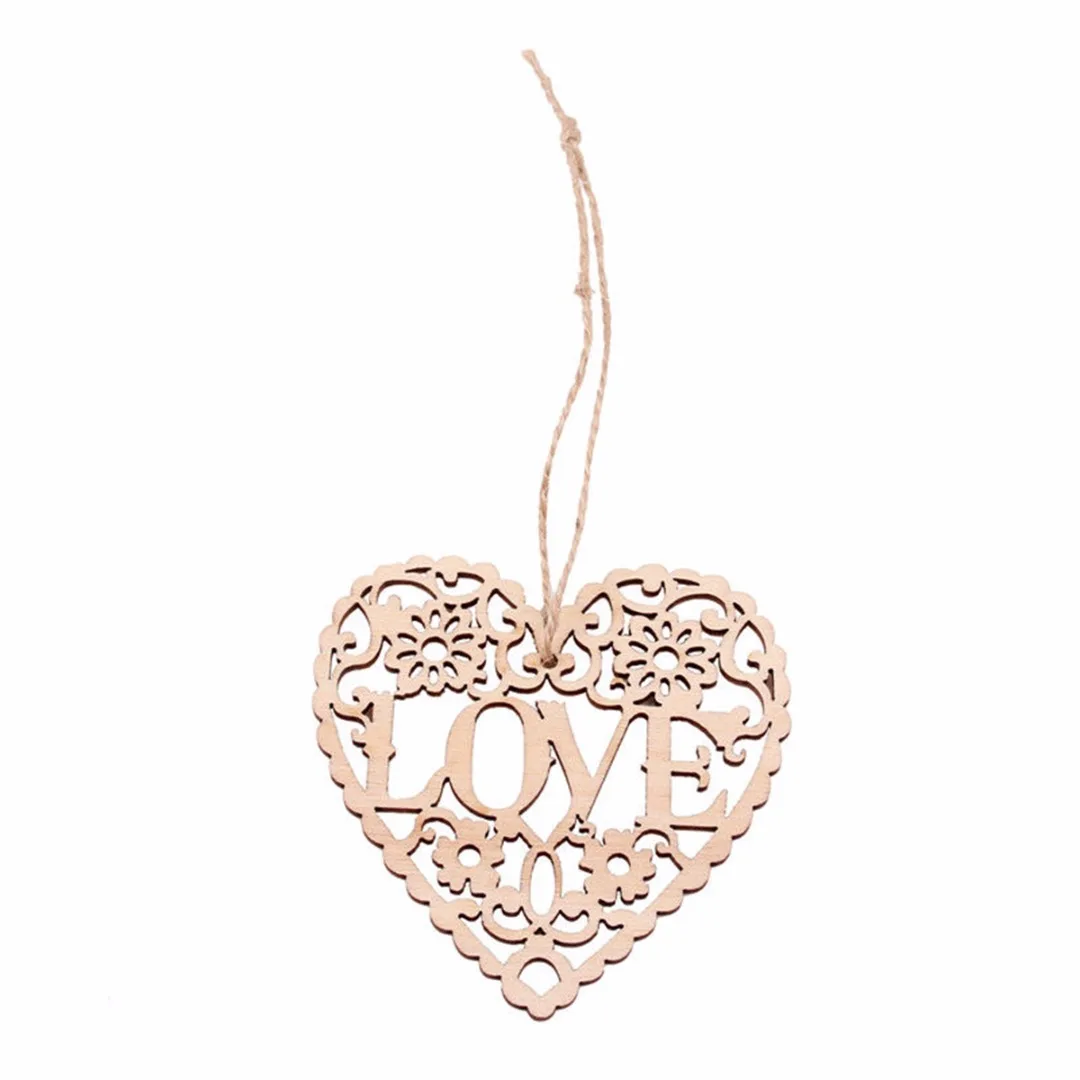 10Pcs Wooden Love Heart Hanging Decor Wedding Gifts Wedding Pendant Craft Decoration Party Decor Supplies