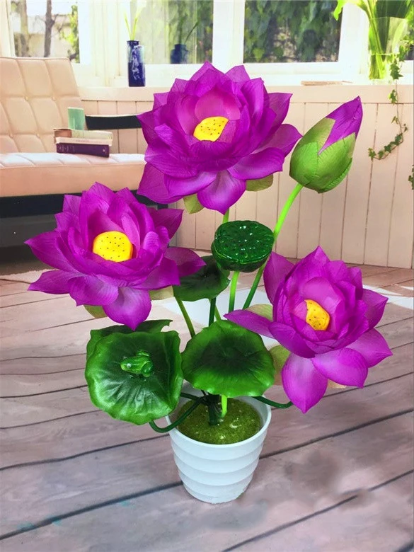 Wholesale Large Purple Lotus Artificial Flowers Fleurs Artificielles