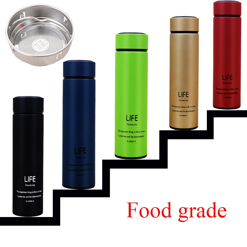 Insulate Tea Water Bottle With Strainer Thermo Coffee 304 Stainless Steel Thermal Termos Vacuum Flask Insulate 500ml Drinkware