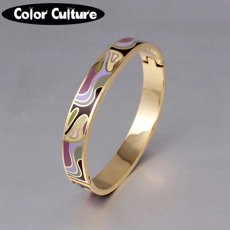 

Fashion Charms Bracelet For Women Gold Geometric colorful Couples Enamel Bangle designs New Year Gifts