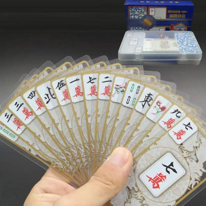 

1pc High Quality Crystal Mahjong Playing Cards Tiles Plastic Travel Poker Funny Entertainment Party Paper Game Dice Poker s3