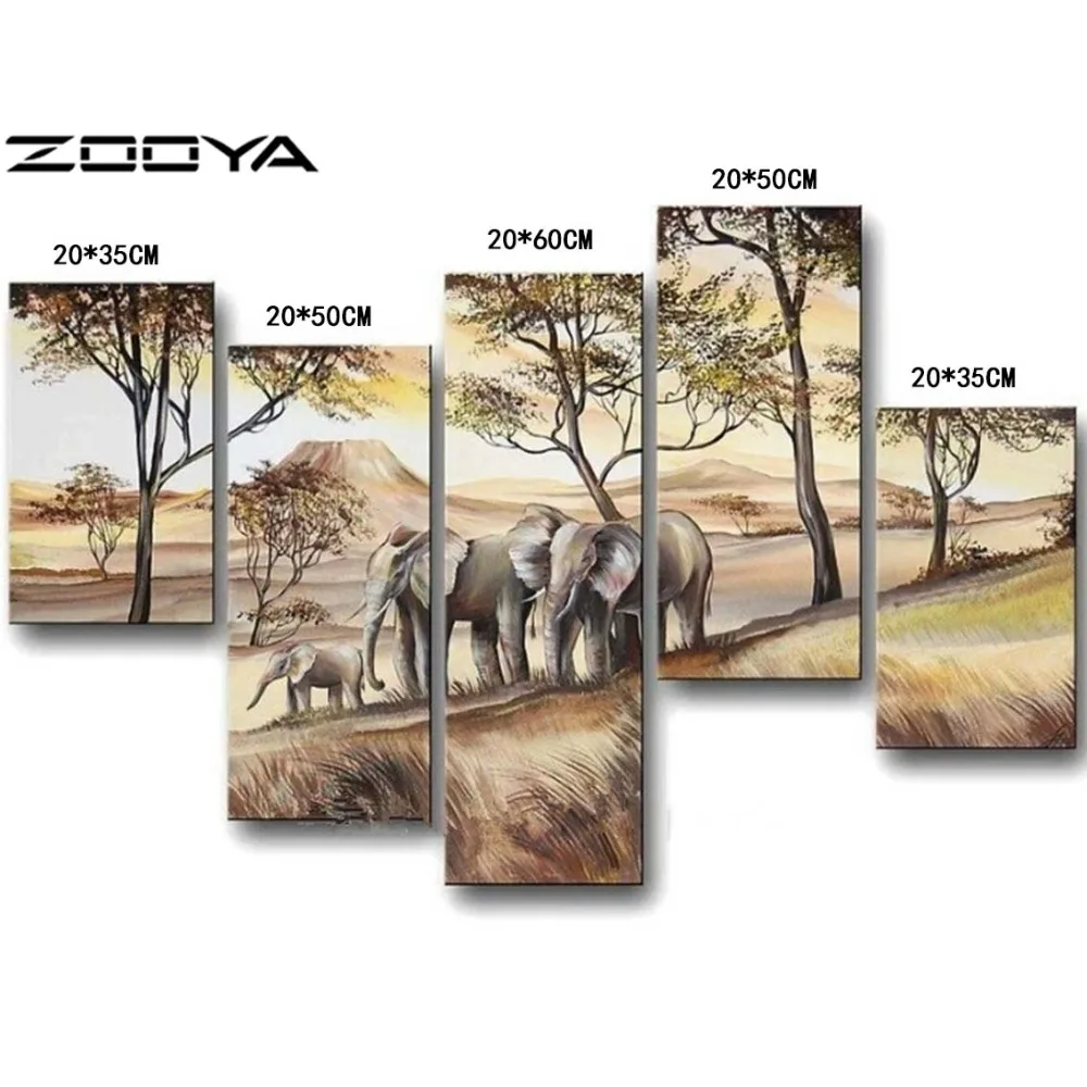

ZOOYA Needlework Diamond Painting Beautiful Landscape Elephant Diamond Embroidery All Drill Rhinestone Mosaic Picture AT1729