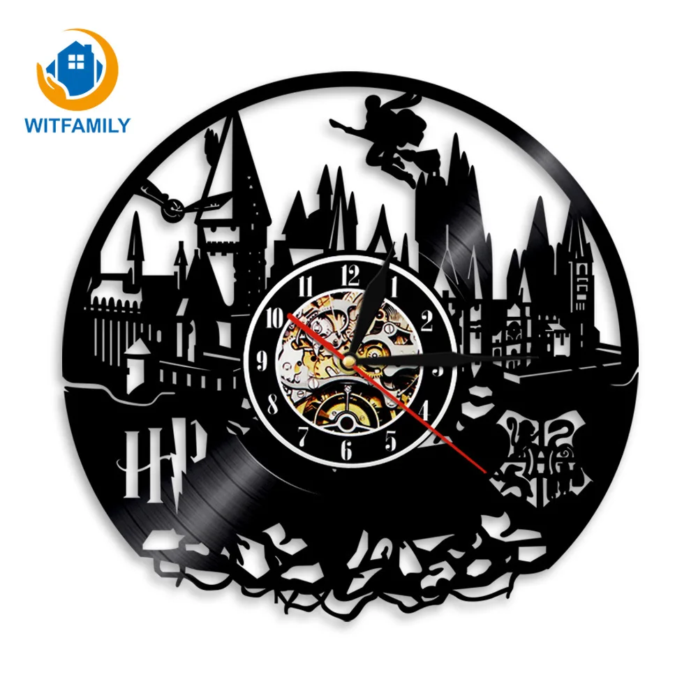 

Harry Potter Wall Clock Vinyl LP Record Clocks Modern Design Classic CD Wall Watch Home Decor Quartz Black Hollow 3D Decorative