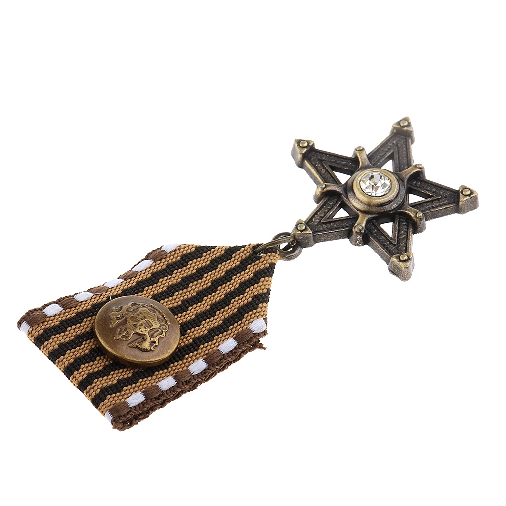2 Pieces Vintage Mens Gift Star Medal Badge Clothing Costume Navy Brooch Pin
