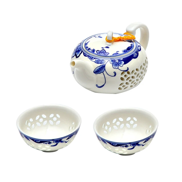 Tangpin azul e branco requintado cerâmica bule