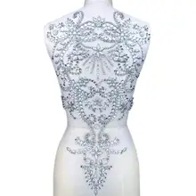 Горячая Серебряная 31x57 см ручная вышивка бисером Кристалл Стразы Швейные Свадебные Аппликация блесток патчи для костюмированной одежды вечернее Звездное платье
