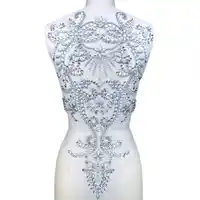 เงินร้อน 31x57 เซนติเมตรลูกปัดคริสตัล Rhinestone เย็บผ้างานแต่งงาน Applique เลื่อม Patches สำหรับเสื้อผ้าเครื่องแต่งกาย Evening Star ชุด