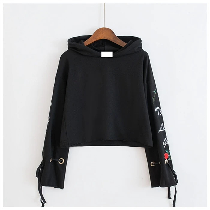 Streetwear Style Hoodies Women Causal Flare Long Sleeve Loose Hooded