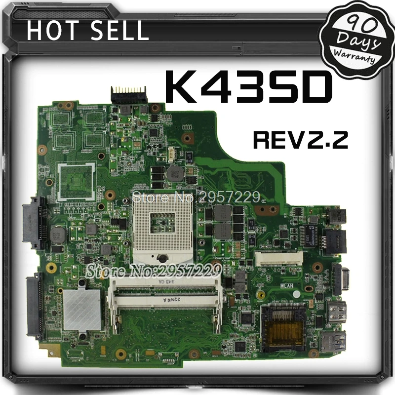 For Asus K43SD A43E P43E K43E REV2.2 Laptop Motherboard System Board