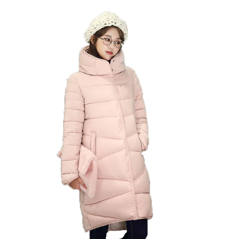 

OLGITUM 2017 New Women Winter Coat Zipper Casual Jacket Warm Overcoat 4 Colors Plus Size Solid Color Cotton Coat