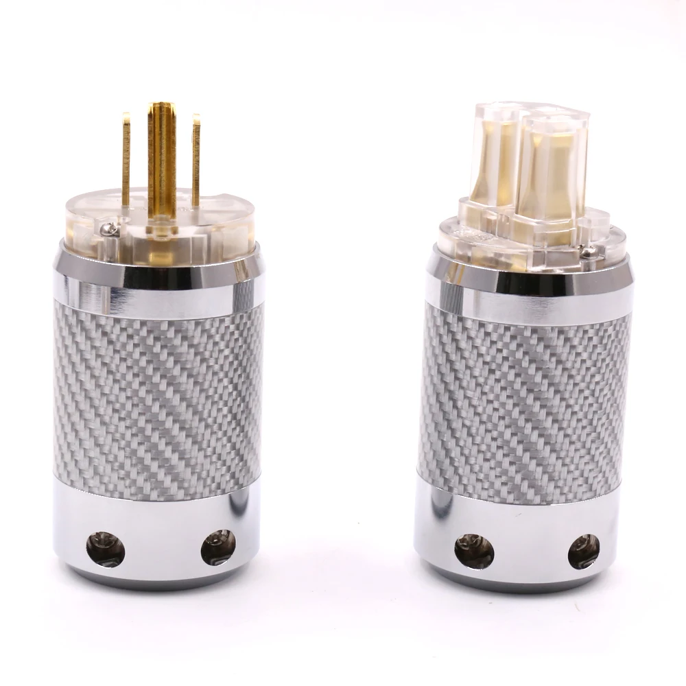 

HIFI audio US mains Gold Plated AC Power Plug Carbon Fiber Connector standard grounding
