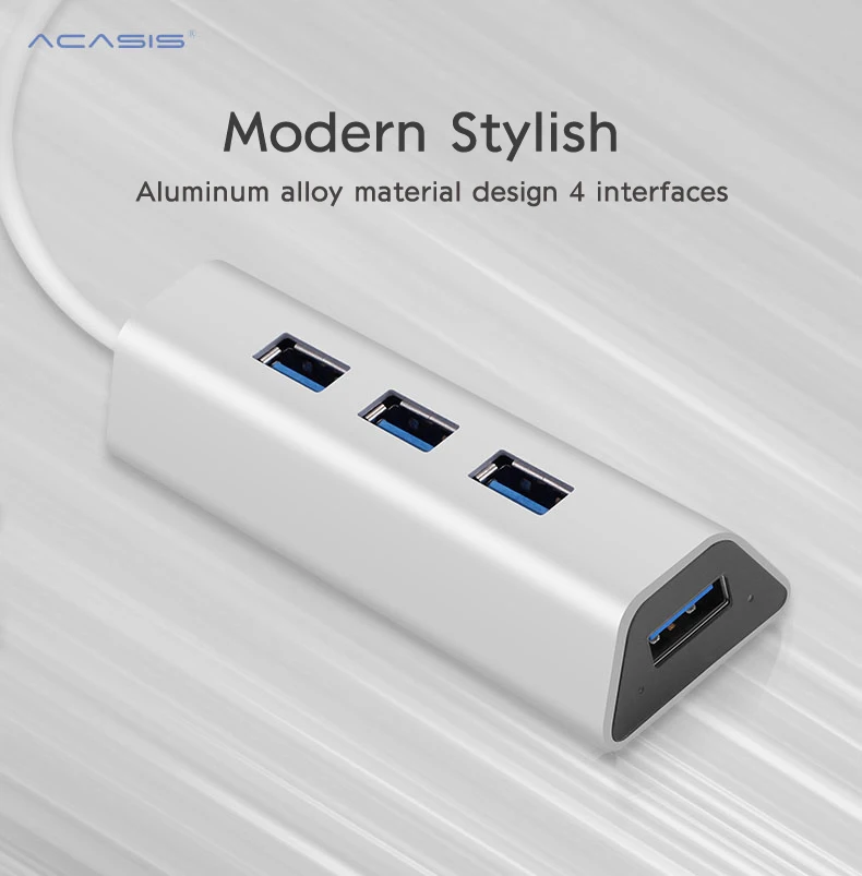 Acasis HS0063 алюминиевый 4 порта 5 Гбит/с USB 3,0 сплиттер супер скорость с мини USB интерфейс питания ПК Запасные детали для ноутбуков