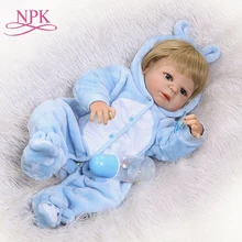 NPK 22 дюймов 56 см куклы реборн с светлыми волосами Полный винил мальчик кукла для детей Рождество подарок на день рождения